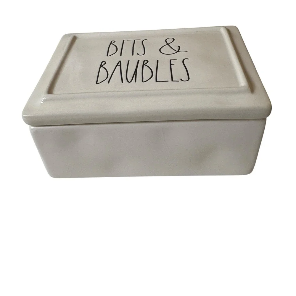 Rae Dunn Artisan Collection Ceramic Bits & Baubles Jewelry/Trinket Box